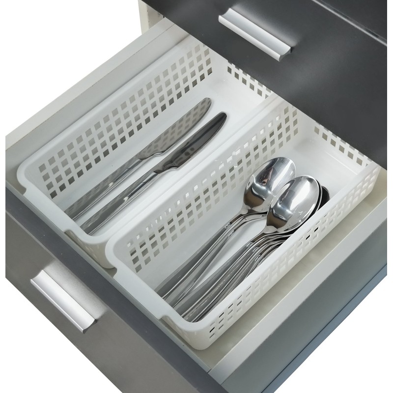 Fiaze 6-Pack Small Plastic Storage Baskets / Trays Organizer, White