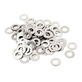 uxcell M5x10mmx0.5mm Stainless Steel Round Flat Washer for Bolt Screw 100Pcs