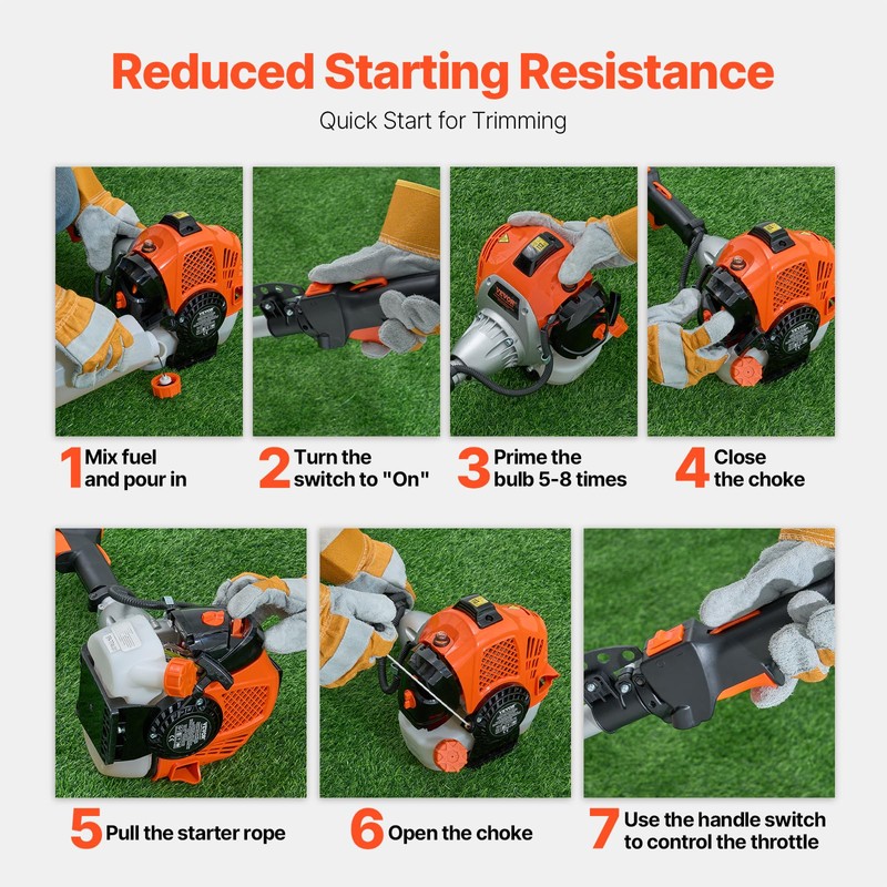 VEVOR String Trimmer, 25.2CC 2-Stroke, Gas Powered Weed Wacker, 16.9"