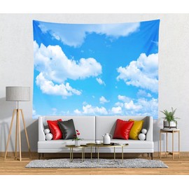 BELECO Blue Sky White Clouds Tapestry Wall Hanging Children's Room Art Wall Decor Sky Tapestry Backdrop Home Wall Decorations Heaven Clouds Decorative Tapestry for Bedroom Living Room Dorm
