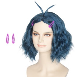 Yan Dream Short Wavy Blue Wig with Pin Adult Women Anime Cosplay Wig