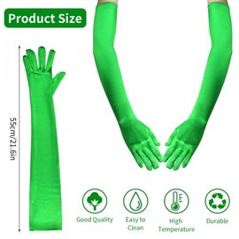 Wisebom 1 Pair Women's Long Gloves Elbow Satin Gloves Ladies Long Satin Gloves Stretchy Evening Gloves 1920s Style Dance Gloves for Costume Evening Opera Bridal Party Wedding Prom 55 CM (Green)