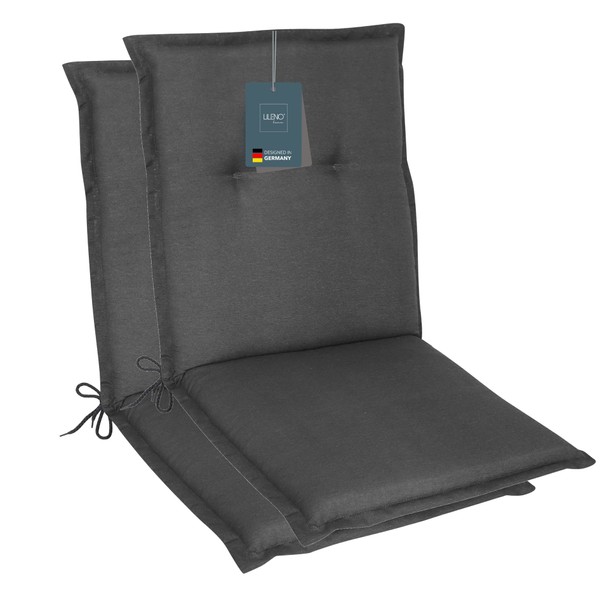 LILENO HOME Garden Chair Cushions in Plain Anthracite (Tami) [Set
