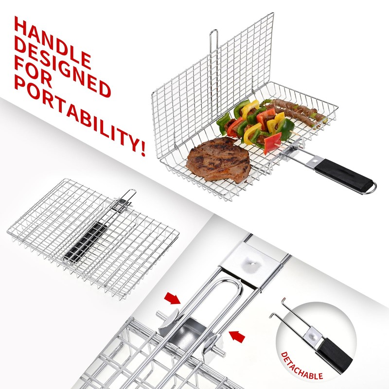 Portable Grill Baskets WINHONW Bbq net BBQ Grilling Basket veggie