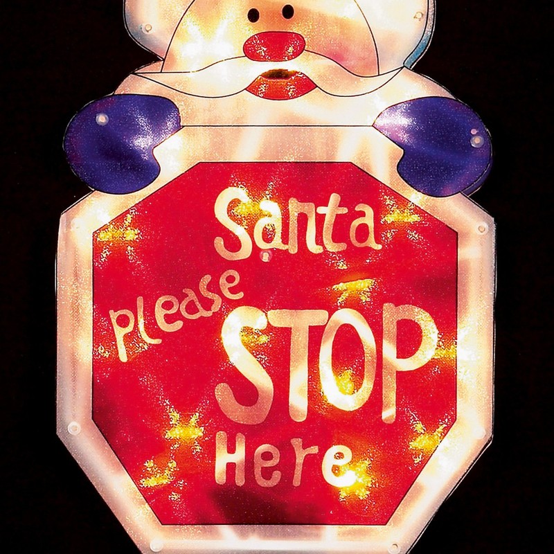Santa Please Stop Here Window Silhouette Christmas Decoration