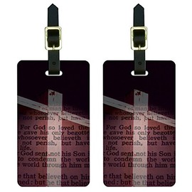Graphics & More Cross and Bible Verse John 3-16 for God So Loved the World Luggage Tags, White