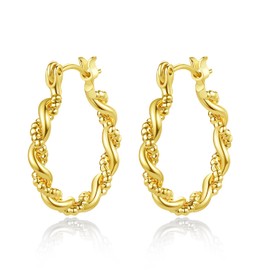 Yulovee 9ct Yellow Gold Filled Twisted Women's Hoop Earrings in 20MM Diameter