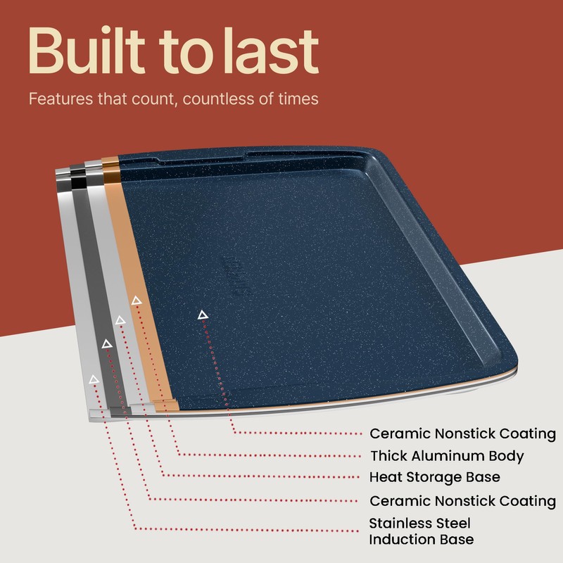 Blue Marble 10-Piece Bakeware Sets, Nonstick Carbon Steel Baking Sheet