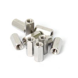 Increased Fire Stainless Steel Hex Nuts M3 10mm Long Rod Coupling Nuts Stud Connector Fasteners, Silver Tone