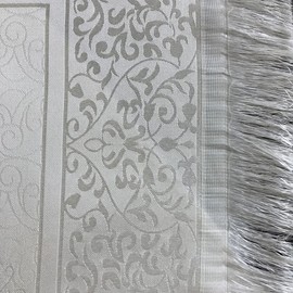 Pocket Prayer Mat with Bag and Beads, Mutiple Colour Options, Muslim Portable Salah Rug, Islamic Travel Janamaz, Light Design Namaz Floorcloth, Ramadan Gift (White)