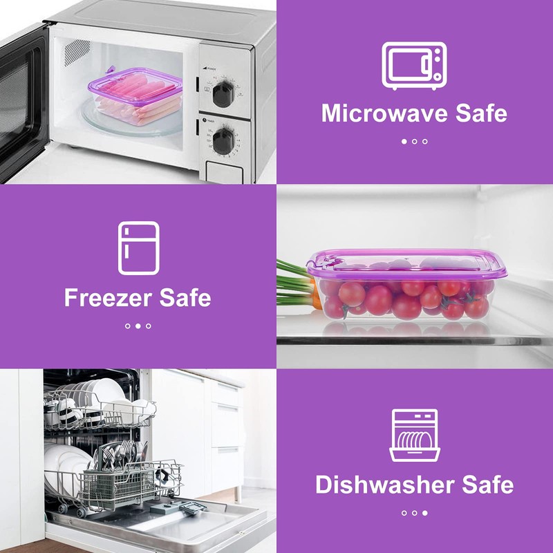 KIGI 6 PACK 40OZ Rectangular Meal Prep Container Plastic Food