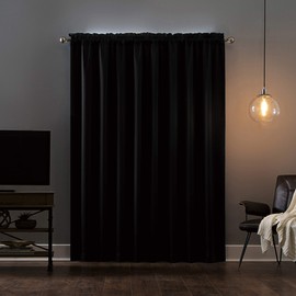 Sun Zero Oslo Theater Grade Extreme 100% Blackout Rod Pocket Curtain Panel, 52" x 95", Black