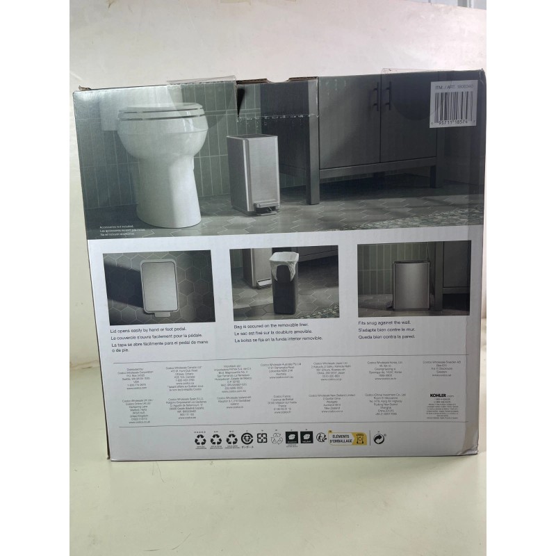 Kohler 6L Stainless Steel Step Trash Bin Soft-Close Lid Durable