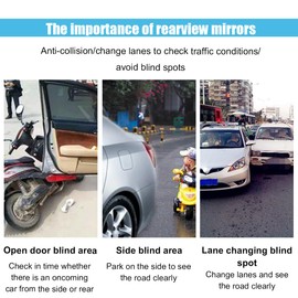 Rectangle Blind Spot Car Mirror - 2" Frameless HD Glass Convex Mirror - 360 Degree Wide Angle Rear View Mirror Side Mirror with Adjustable Stick for Car SUV Truck (Rectangle/2PCS)