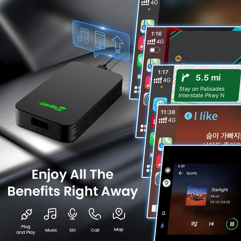 CarlinKit 5.0 2-in-1 Wireless Adapter for CarPlay&Android Auto Wireless Dongle,Stability