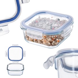 KADAX Glass Container with Lid, Food Container, Dishwasher Safe Food Container, Lockable Food Storage Container, Storage Container (Square 800 ml)