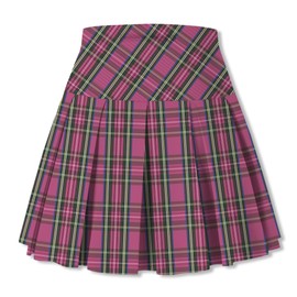 SANGTREE Women's Quick Dry Pleated Tennis Skorts Skirts, High Waisted Cute Running Golf Athletic Mini Skirt with Shorts Pockets, Quick Dry Hot Pink Plaid, US M
