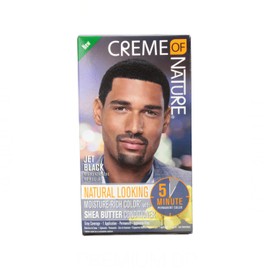 Creme of Nature Natural Looking Moisture-Rich Liquid Hair Color for Men with Shea Butter Conditioner, Fast-Acting Ammonia-Free Gray Coverage Hair and Beard Color, Jet Black, 1 Application
