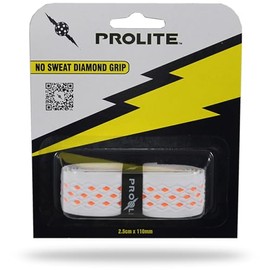 PROLITE No-Sweat Diamond Grip for Pickleball Paddles, Tennis, Racquetball (White w/Orange Underlay, 1-Pack)