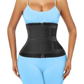 Atbuty Short Torso Waist Trainer Waist Cincher Corset Tummy Control Body Shaper Trimmer Belt (Black (9'' Short Torso, 2 Belts), 2X-Small)