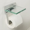 Tiger Safira Toilet Roll Holder with Shelf, Stainless Steel, Chrome,