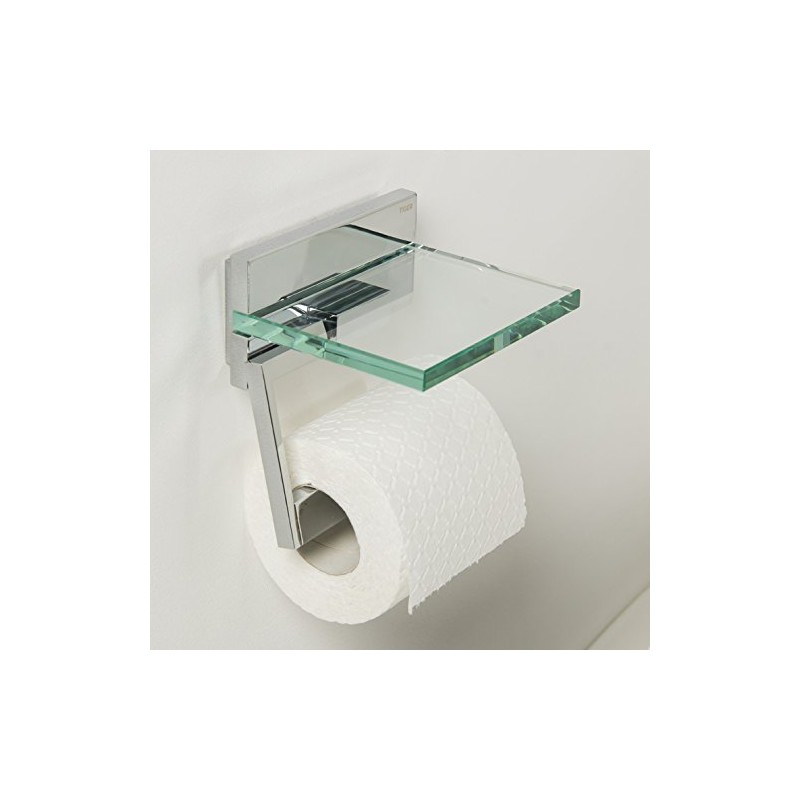 Tiger Safira Toilet Roll Holder with Shelf, Stainless Steel, Chrome,
