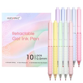 huesamhi gel pens,10pcs 0.5mm Quick Dry Retractable Pens Fine Point Gel Ink for Writing, Ideal Office School Desk Accessories Gift