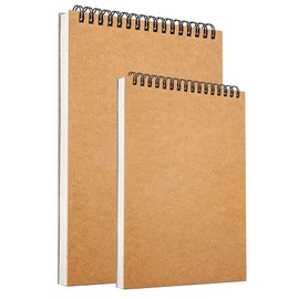 2Pack A5 A4 Sketch Books Hard Back Cover A4 A5 Spiral Bound Hardback Sketch Pad 170gsm Recycled Cartridge Paper, 2Pack