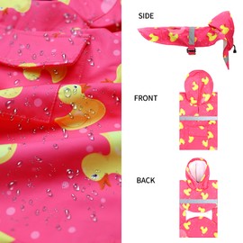 DELIFUR Large Dog Raincoat - Waterproof Dog Rain Poncho Adjustable Double Layer Rain Jacket with Hood for Medium Large Dogs Designed with Leash Hole Reflective Strip (Pink Duck, XX-Large)