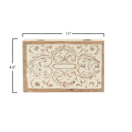 Handcarved & Whitewashed Mango Wood Boxes (Set of 2 Sizes)