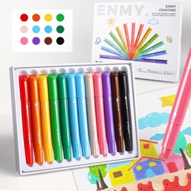 ENMY 12 Colors Gel Crayons, Twistable Non-Toxic Crayons Set, Washable Jumbo Crayons Smooth Texture Crayons for Kids, Easy to Clean Kids Crayons for Coloring, DIY Craft Project, Art Supplies & Gifts
