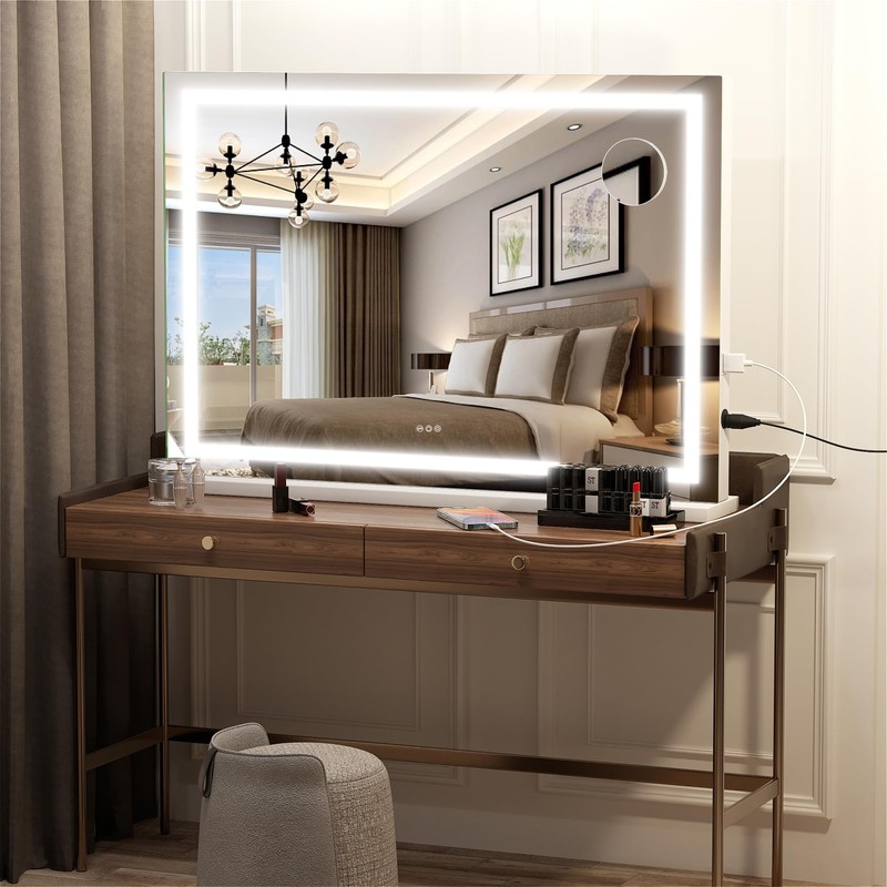 Hasipu Vanity Mirror with Lights, 28" x 20" LED Makeup