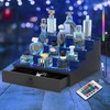 LED Lighted Cologne Organizer for Men, 4 Tier Wood Perfume