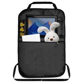 Wasserdicht Rückenlehnenschutz Auto Kinder, Autositz Schutz Rückseite, 600D Oxford Auto Rückenlehnenschutz, Autositz Organizer with Multifunktionale Tasche, Rücksitzschoner Universeller (Schwarz)