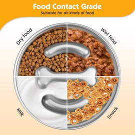 Small Dog/Puppy Slow Feeder, Stainless Steel Feeding Bowl with Unique Bone Design for Slower Eating Non-Slip Base