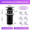 Black Siphon Sink Drain Fitting with Overflow, Pop Up +