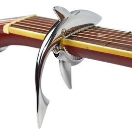 Shark Capo,Zinc Alloy Tone Clip for Acoustic,Folk,Electric Guitar and Ukulele (Silver)