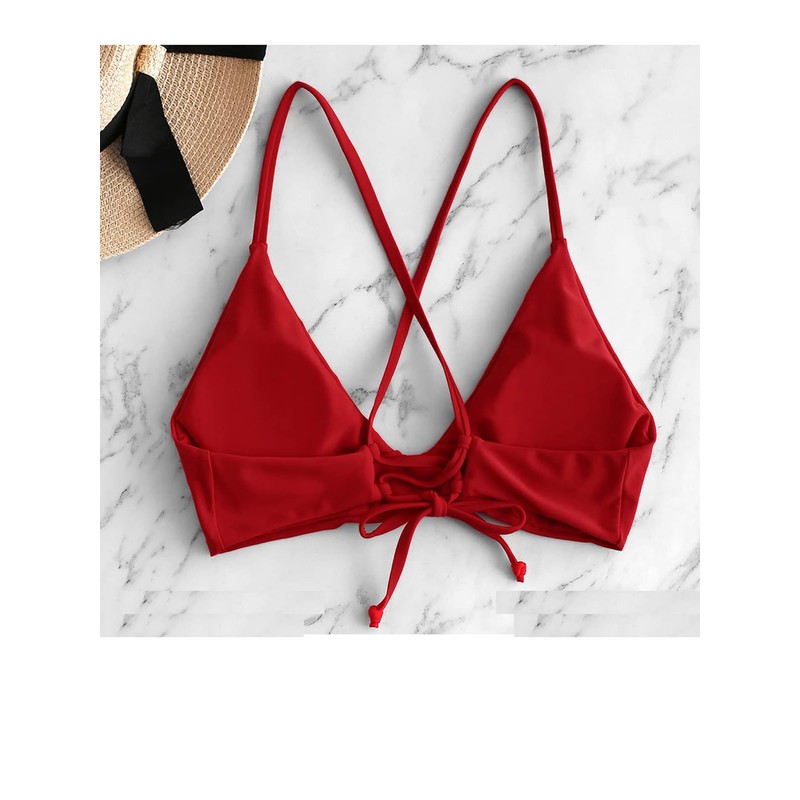 ZAFUL - Parte superior de bikini con lazo para mujer,