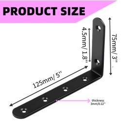 4Pcs Floating Shelf Brackets, White Stainless Steel Heavy Duty L Brackets for Floating Shelves, Corner Braces, Wall Hanging Support, DIY Shelves, 125mm x 75mm