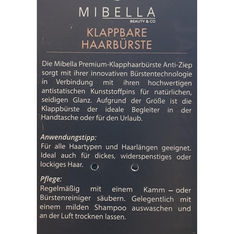 Mibella Professional Klappbare Haarbürste, für mittellanges bis langes Haar, Mintgrün,