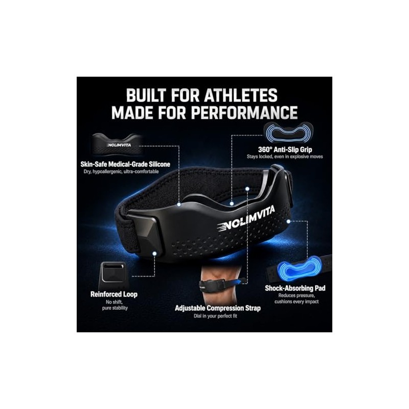 Patellar Tendon Support Strap, 2 Pack Knee Strap with Dual-Length