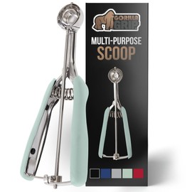 Gorilla Grip Premium Stainless Steel, Spring-Loaded Scoop for Fruit, Cookie and Ice Cream, Easy Squeeze and Clean Release, Comfortable Handle, Small, 2TSP Scooper Size 100, Uniform Portions, Mint