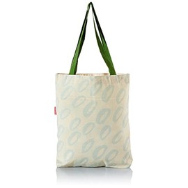 Le Jardin du Lin Bedruckte Einkaufstasche mit Grünen Langen Henkeln, Wiederverwendbare, Tasche, Faltbar, ​Stofftasche, Größe: 34 x 40 Cm