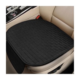 MUQIDA Car Seat Cover for Front Seats, Comfortable Linen Seats Cushion Pad Mat with Storage Pockets, Anti-Slip Breathable Bottom Front Seat Cover Protector for SUV Truck Van (Black)