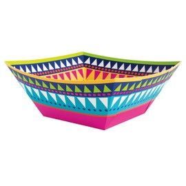Unique 73448EU Square Boho Fiesta Party-1 Count (Pack of 1), Multicolour, Eco-Friendly Paper Bowl
