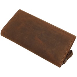 myledershop Large Buffalo Full Leather Women's Wallet / Purse / Purse with Colibri Motif or without Motif with RFID & NFC Protection, Without motif / cognac, Standard size, Modern