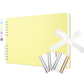 Vienrose Scrapbook DIY Photo Album Memory Book 29x21.5 CM Scrap Books 100 White Pages Ablums Kit with Stickers for Wedding, Travel, Birthday, Light Yellow