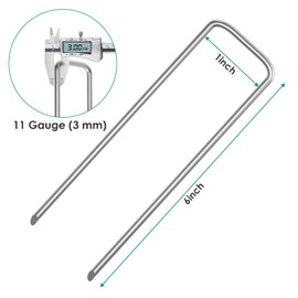Clevich 100 pcs Galvanized Landscape Staples, 6 Inch U-Shaped Tent Stakes, Heavy Duty 11 Gauge Garden Turf Pins, Lawn Securing Pegs for Weed Barrier Fabric, Irrigation Tubing, Ground Sheets&Fences