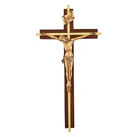 Christian Brands 1pc Walnut Crucifix with Inlay