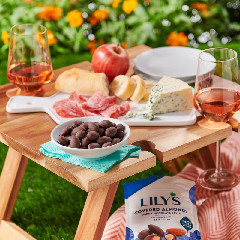 LILY'S Dark Chocolate Style No Sugar Added Covered Almonds Bag,